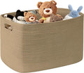 100L Extra Large Woven Laundry Basket Hamper with Handles, Jute | 24"x16"x16", collapsible wicker hamper, storage for dirty clothes, toys, blankets, gifts, living room, bedroom, bathroom