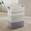 75L Tall Woven Laundry Basket Hamper with Leather Handles,Grey | 16"x13"x22", collapsible wicker hamper, storage for dirty clothes, toys, blankets, gifts, living room, bedroom, bathroom