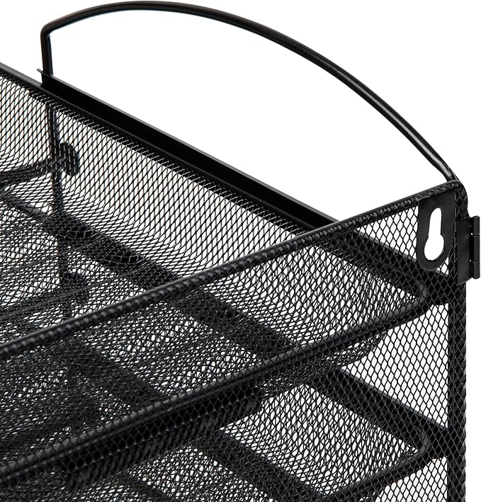 Mind Reader 3-Tier Paper Tray, File Storage, Desktop Organizer, Wall Mountable, File Organization, Metal Mesh, Black