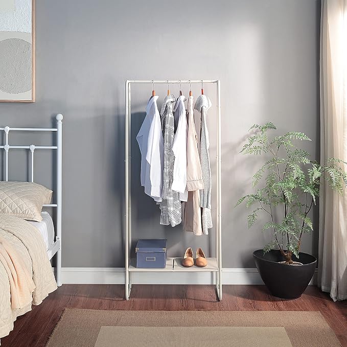 SunnyPoint Freestanding Clothes Garment Rack, Organizer Closet (OFF-WHITE)
