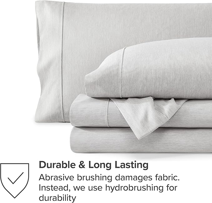 Bare Home Full Sheet Set - Luxury 1800 Ultra-Soft Microfiber Double Brushed - Deep Pockets - Easy Fit - 4 Piece Set - Bedding & Pillowcases (Full, Heathered Pewter)
