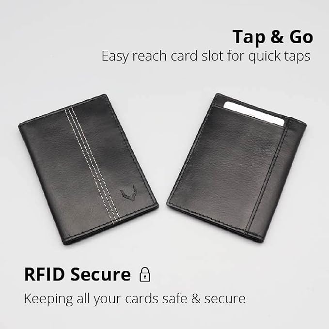 Minifold Men's Slim Leather Wallet with RFID Blocking Contactless Handmade, Minimalist and Slim, in Gift Box for Men