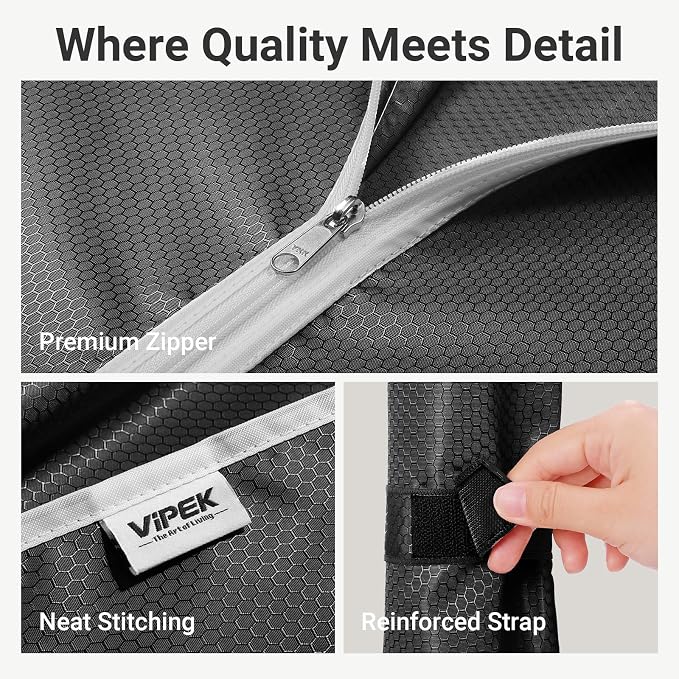 VIPEK V5C Plus Covered Clothing Rack Portable Wardrobe Closet, Heavy Duty with Adjustable Shelves, Black Metal with Upgraded Polyester Cover, Max Load 1040LBS