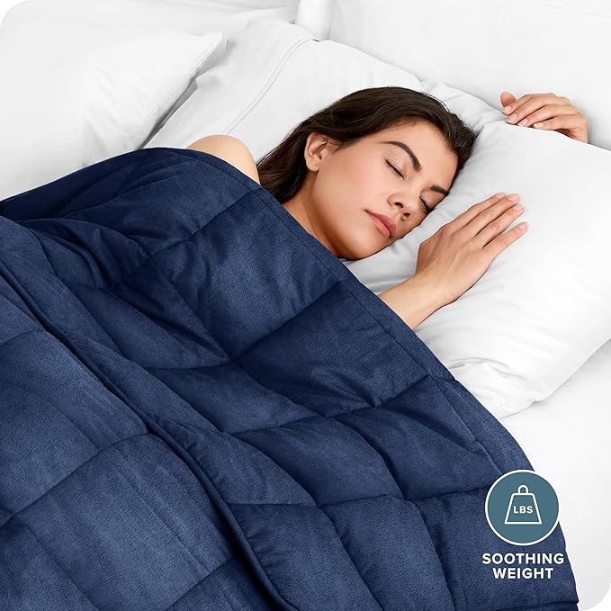 Bare Home Weighted Blanket King Size 30lb (80" x 87") for Adults - Minky Fleece - Premium Heavy Blanket Nontoxic Glass Beads (Dark Blue, 80"x87")