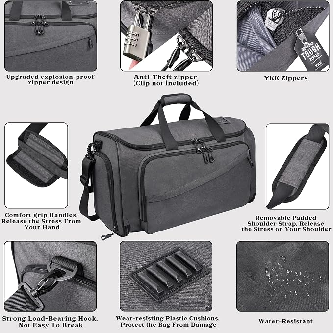 HILOMON Travel Garment Duffle Bag with Laptop Compartment, RFID Blocking Convertible Suit Bag Name Tap Pocket Carry On 2 in 1 Hanging Suit Travel Duffel Work Pouch