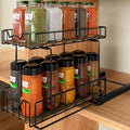 Simple Houseware 2-Tier Spice Rack Slide Out Wire Basket Drawer, Black | 2-Tier Spice Rack Slide Out Wire Basket Drawer Organizer