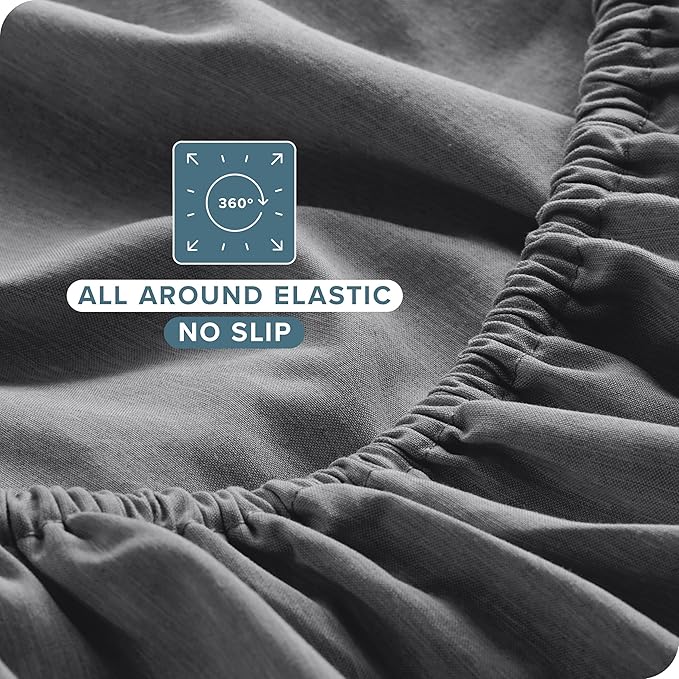 Bare Home California King Sheet Set - 1800 Ultra-Soft Microfiber Cal King Bed Sheets - Double Brushed - Deep Pockets - Easy Fit - 4 Piece Set (California King, Heathered Grey)
