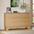 BORNOON Fluted 7 Drawer Dresser, 47.2" Wide Modern Boho Chest of Drawers, Wooden Storage Dresser TV Stand for Bedroom, Living Room, Closet, Hallway, Curved Profile Design