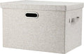 Graciadeco Large 17 36 Quart Collapsible Stackable Storage Bins with Lids, 1 Pack Beige Foldable Fabric Closet Storage Boxes with Lids, 4 Handles Toy Heavyduty Dark Gray Linen Storage Cube Box