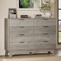 BORNOON 53" Wide Dresser for Bedroom, 8-Drawer Fluted Chest of Drawers, Modern Wood Highboy with Metal Slides and Handles, Anti-Tip Kit, Vertical Clothes Storage Organizer for Apartment, Closet