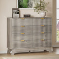 BORNOON Fluted 8 Drawer Tall Dresser, 47.2" Wide Modern Boho Chest of Drawers, Wooden Storage Dresser TV Stand for Bedroom, Living Room, Closet, Hallway, Curved Profile Design