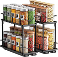 1 Packs Pull Out Spice Rack Organizer for Cabinet, 2-Tier Slide Out Seasoning Organizer, Narrow Cabinet Spice Rack, 10.7" Dx4.8 Wx8.85 H, Full Extension Ball Bearing Glides, Kitchen Pantry Organizer