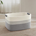 72L Large Woven Laundry Basket Hamper with Leather Handles,Grey | 22"x17"x12", collapsible wicker hamper, storage for dirty clothes, toys, blankets, gifts, living room, bedroom, bathroom