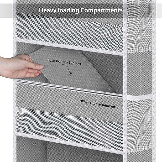 Univivi Door Hanging Organizer Nursery Closet Cabinet Baby Storage with 6 Large Compartments and 8 Side Pockets for Cosmetics, Toys and Sundries