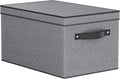 Storage Bin with Lid, 15 x 9.8 x 8.3 Inch Storage Box for Organizing with Handles, Decorative Linen Closet Organizer, Gray, 1-Pack