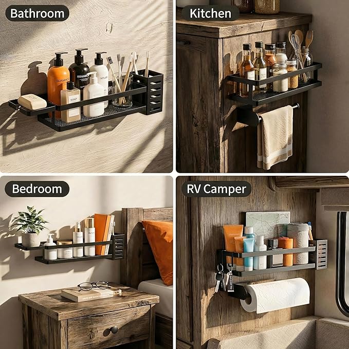 PUSDON Metal Wall Hanging Basket 2 Packs DIY Suitable for Multiple Scenes - Middle Black Guardrail Suit