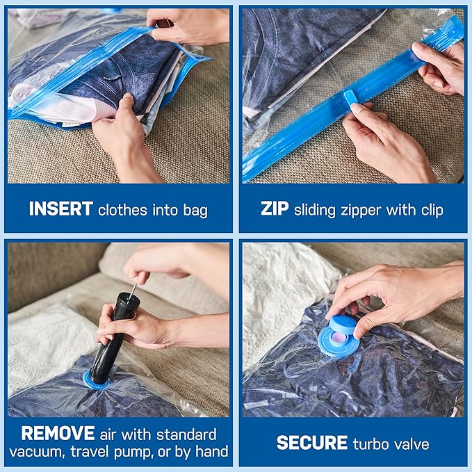 Spacesaver Variety Vacuum Storage Bags for Comforters, Blankets & Clothes – Sealed Compression Bags with Hand Pump – Space Saver Bags for Bedding,Travel & Organization - 3S, 3M, 3L & 3XL - Pack of 12