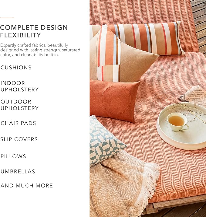 Sunbrella Outdoor Fabric by The Yard | Canvas Tangerine | Official Sunbrella Seller | Indoor or Outdoor Upholstery Fabric for Chairs, Cushions, Drapery, Pillows, Furniture