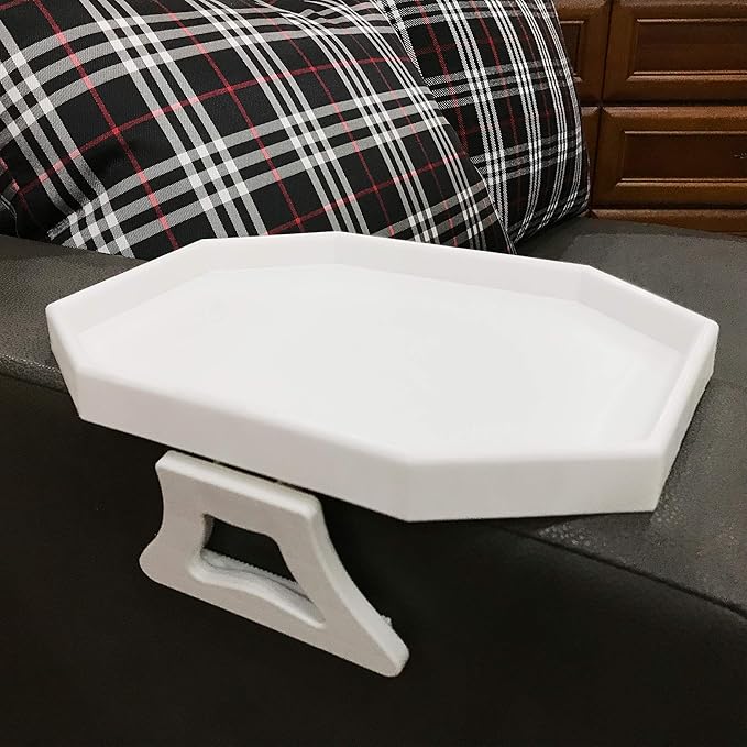 Side Tables Sofa Armrest Clip-On Table, Recliner Armchair Organizer Tray (White), Food Grade Plastic Material