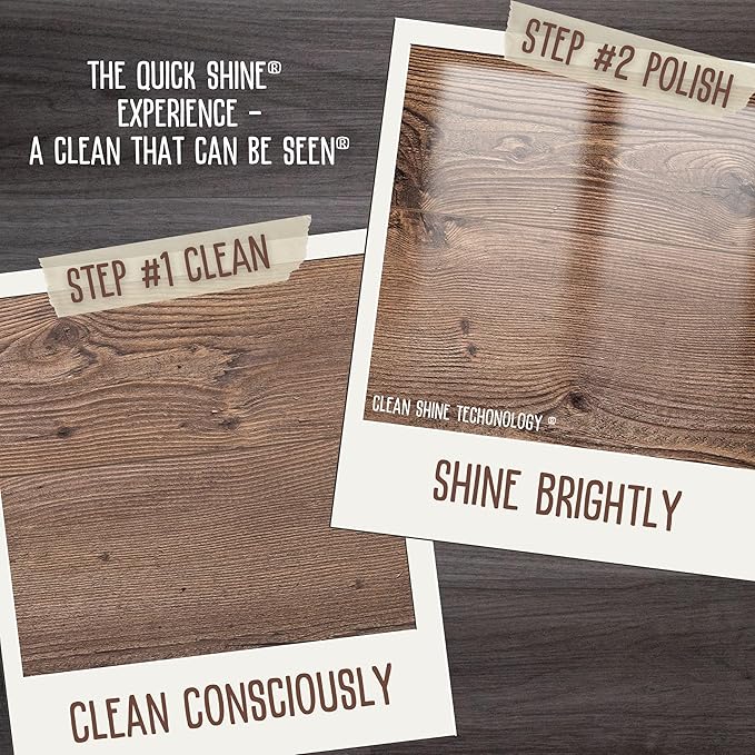 Quick Shine Multi Surface Floor Cleaner 27oz, 6Pk | Ready to Use-Streak Free- No Rinse | Use on Hardwood, Laminate, Luxury Vinyl Plank & Stone | Use in Spray Mops & Vac Mops | Safer Choice Cleaner