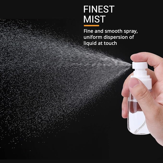 RELANOR Pack 4 Small Spray Bottle Travel Size 2oz/60ml - Fine Mist Mini Empty Spray Bottles - Leak Proof - for Toners, Face & Hair Mist