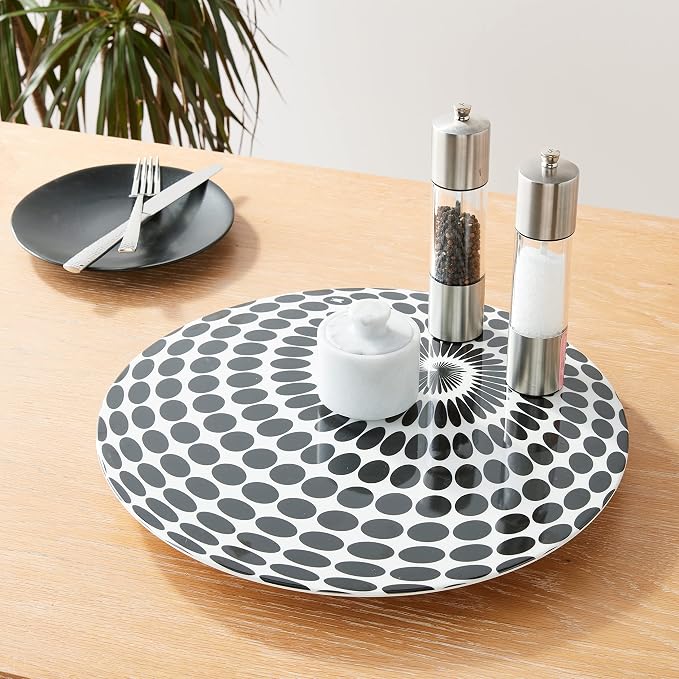French Bull Lazy Susan Large Melamine Rotating Dinnerware Platter Turntable Table, Serving, Party, Kitchen, Organizing, Pantry, Cabinet, 15-inch, Foli