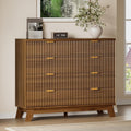 BORNOON Fluted 8 Drawer Tall Dresser, 47.2" Wide Modern Boho Chest of Drawers, Wooden Storage Dresser TV Stand for Bedroom, Living Room, Closet, Hallway, Curved Profile Design