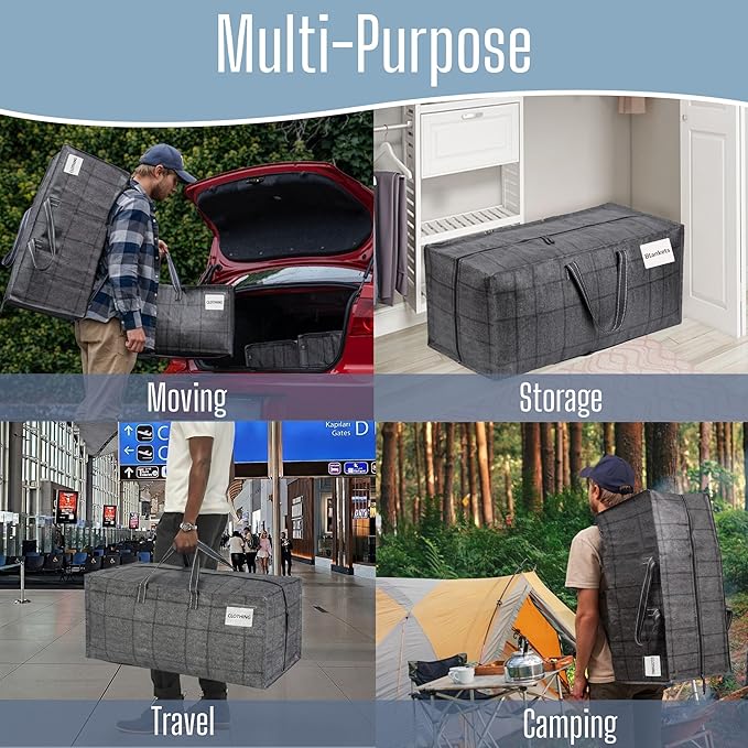 VENO 6 Pack Heavy Duty Moving Bags with Backpack Straps, Zippers & Handles, Extra Large Packing Bags for College Dorm Essentials, Moving Supplies Alternative to Cardboard Moving Boxes