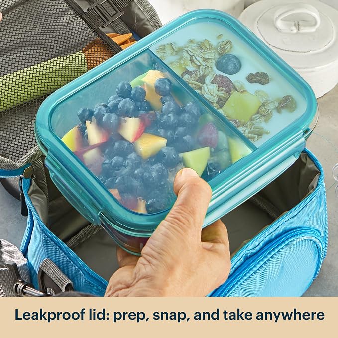 Pyrex Glass Meal Box (5-Pack, 4 Cup) Divided Compartments, Locking Lids | For meal prepping and portioning, BPA-Free, microwave & dishwasher safe