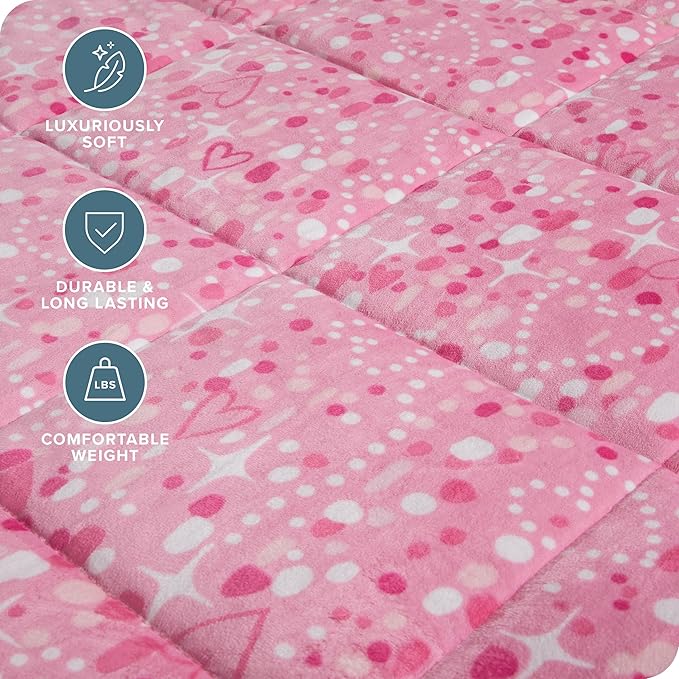 Bare Home Weighted Blanket Twin or Full Size 7lb (40" x 60") - Minky Fleece - Premium Heavy Blanket Nontoxic Glass Beads (Princess, 40"x60")