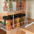 Simple Houseware 2-Tier Spice Rack Slide Out Wire Basket Drawer, White | 2-Tier Spice Rack Slide Out Wire Basket Drawer Organizer