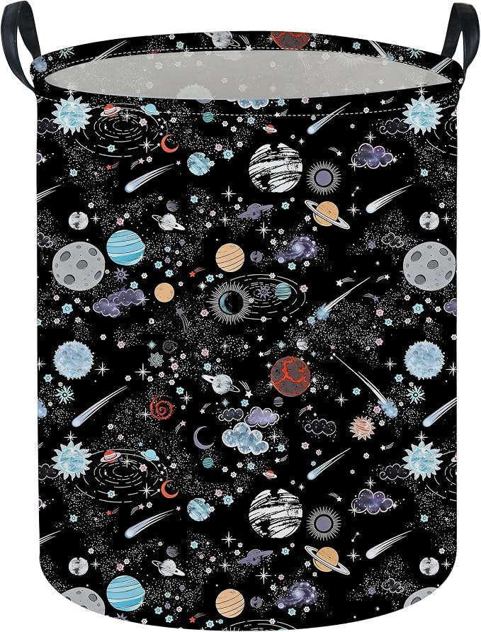Moon and Stars Laundry hamper Baby Laundry Hamper Collapsible Canvas Waterproof Storage Bin for Kids Clothes Organizer Basket Clothes hamper Star Room Decor(Moon)
