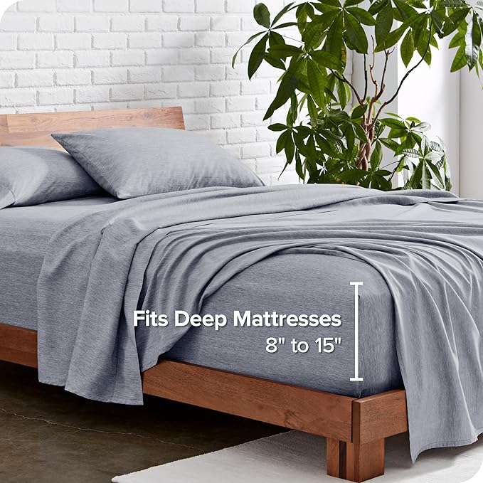 Bare Home Twin Sheet Set - 1800 Ultra-Soft Microfiber Double Brushed - Deep Pockets - Easy Fit - Extra Soft - 3 Piece Set - Bedding Sheets & Pillowcases (Twin, Heathered Blueberry)