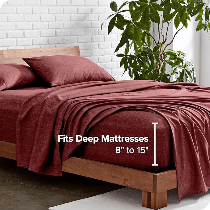Bare Home Split Head Flex King Sheet Set - 1800 Ultra-Soft Microfiber Sheets - Double Brushed - Deep Pockets - Easy Fit - 4 Piece Set - FlexTop Bed Sheets (Split Head Flex King, Heathered Rose)