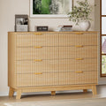 BORNOON 53" Wide Dresser for Bedroom, 8-Drawer Fluted Chest of Drawers, Modern Wood Highboy with Metal Slides and Handles, Anti-Tip Kit, Vertical Clothes Storage Organizer for Apartment, Closet