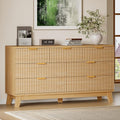 BORNOON 57" Long Dresser for Bedroom, 7-Drawer Fluted Chest, Wide Wood Storage Dresser with Metal Slides and Handles, Stable Base, Modern Clothes Organizer for Primary Suite, Guest Room, Nursery