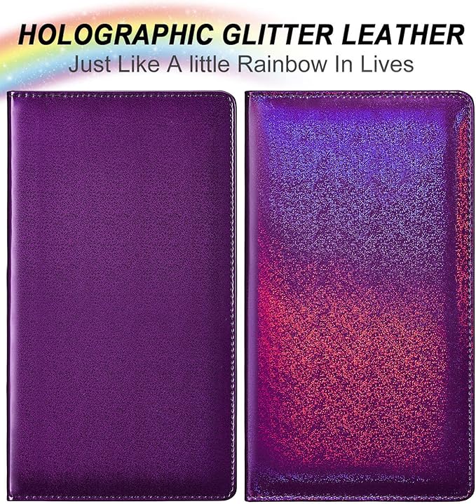 HERRIAT Car Registration and Insurance Card Holder,Glitter Leather Vehicle Glove Box Automobile Documents Paperwork Wallet Case Organizer for ID, Key Contact Information Cards,Men&Women
