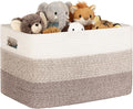 86L Large Woven Laundry Basket Hamper with Handles, Gradient Brown | 24"x16"x14", collapsible wicker hamper, storage for dirty clothes, toys, blankets, gifts, living room, bedroom, bathroom