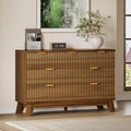 BORNOON Fluted 7 Drawer Dresser, 47.2" Wide Modern Boho Chest of Drawers, Wooden Storage Dresser TV Stand for Bedroom, Living Room, Closet, Hallway, Curved Profile Design