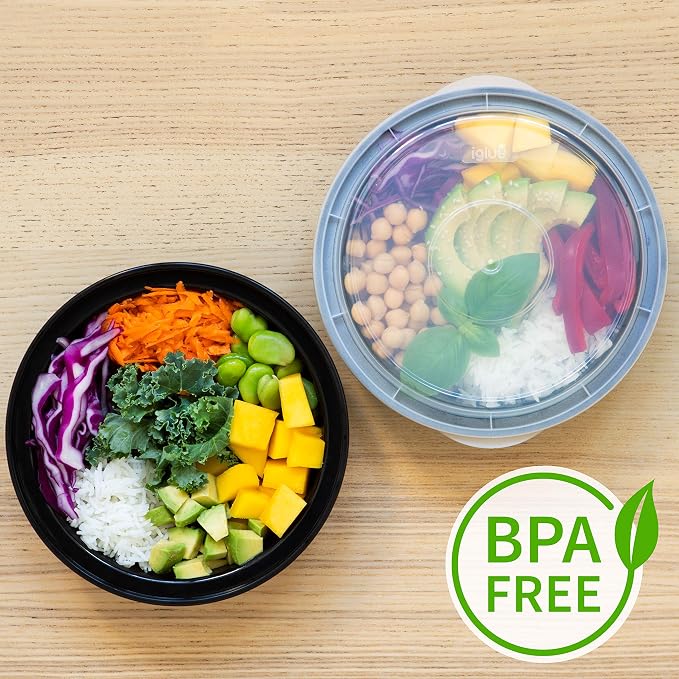 Igluu Meal Prep Containers Reusable (10 Pack) 1 Compartment – 28oz | Round Food Containers with Lids – Stackable, Microwave, Freezer & Dishwasher Safe – BPA-Free