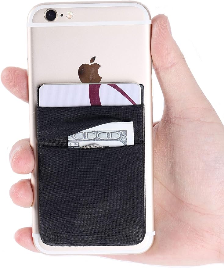 Fulgamo Phone Wallet Stick on,Card Holder for Phone Case,Phone Card Holder | 2Pack,Stretchy,Self Adhesive Sticker,Double Pocket,Sticky,Credit ID Card Pouch,Back of Cell Phone,For iPhone Samsung Galaxy