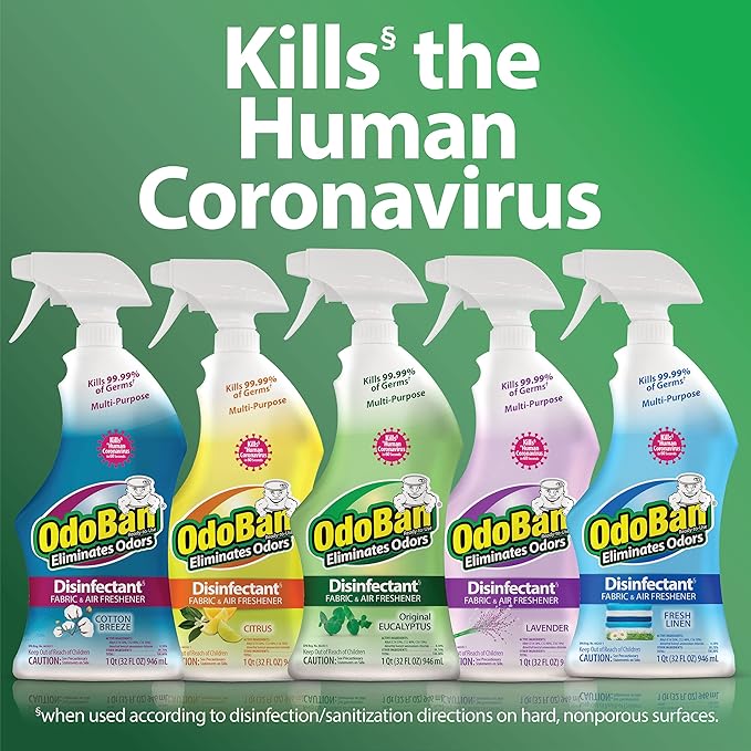 OdoBan Ready-to-Use Disinfectant and Odor Eliminator, Set of 3 Spray Bottles, 32 Ounces Each, Lavender Scent