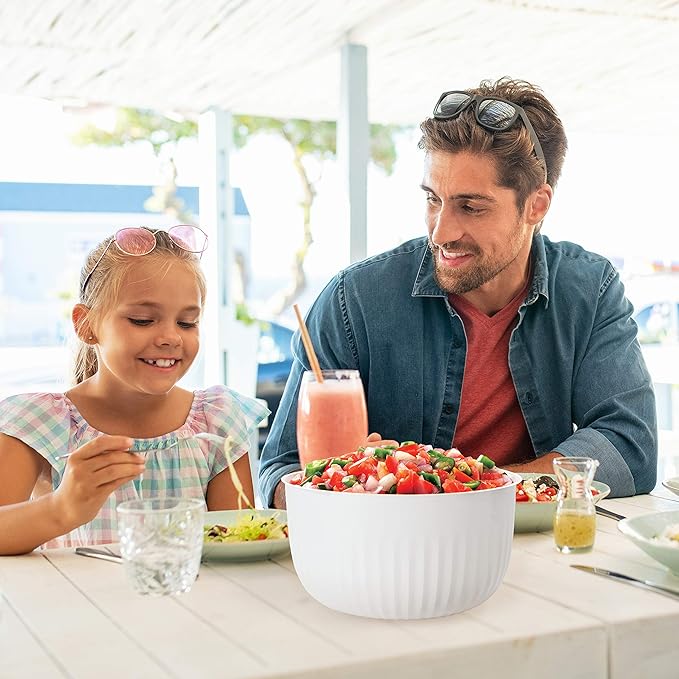 Oggi Prep, Store & Serve Plastic Bowl w/See-Thru Lid- Dishwasher, Microwave & Freezer Safe, (1.4 qt) Lt Gray w/Dk Gray Lid