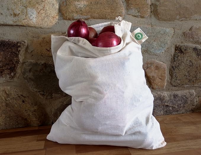 Reusable Bulk Bin Bags for Bulk Foods - Reusable Cloth Kitchen Bags for Dry Goods - 100% Organic Cotton Muslin Sacks for Produce, Home Storage and Toys (3 Large, 3 X-Large)