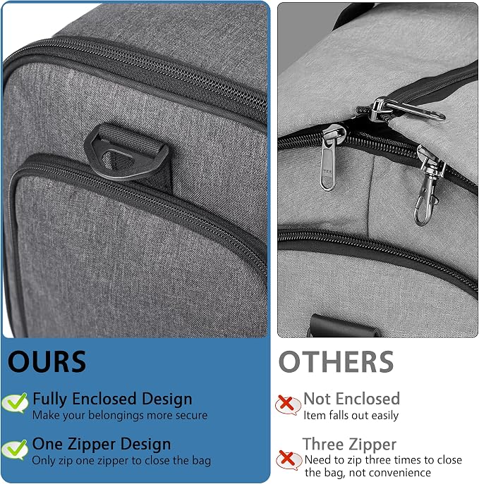 HILOMON Garment Duffle Bags for Travel, YKK Zippers Carry On Convertible Suit Bag with Waterproof Compartment & Shoe Compartment & Shoulder Strap