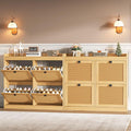 Garvee Shoe Storage Cabinet with 4 Deep Flip Drawers, Wood Shoe Cabinet with Rattan Doors and Adjustable Shelves- Freestanding Shoe Organizer for Entryway, Hallway (Oak, 4 Drawers- 2PCS)
