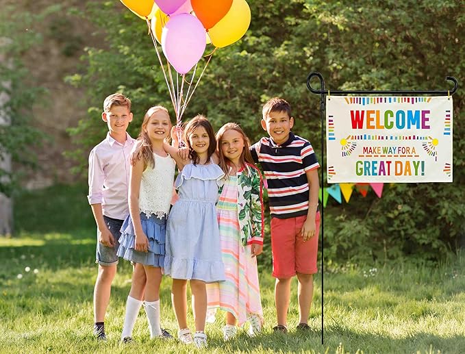 Welcome Party Banner Decor Accessories-Rectangular Canvas Banner Poster Wall Sign-Entryway Outdoor Garden Front Door Flag-Birthday Anniversary Wedding Christmas Gift-Welcome Make Way