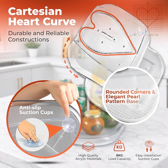 Oizeir Refrigerator Lazy Susan (2PK) - Clear Rectangular Fridge Organizer - Turntable Tray Lazy Susan for Refrigerator - Cabinet & Pantry Organizer - Smooth 360° Rotating Swivel Spinning Fridge Shelf