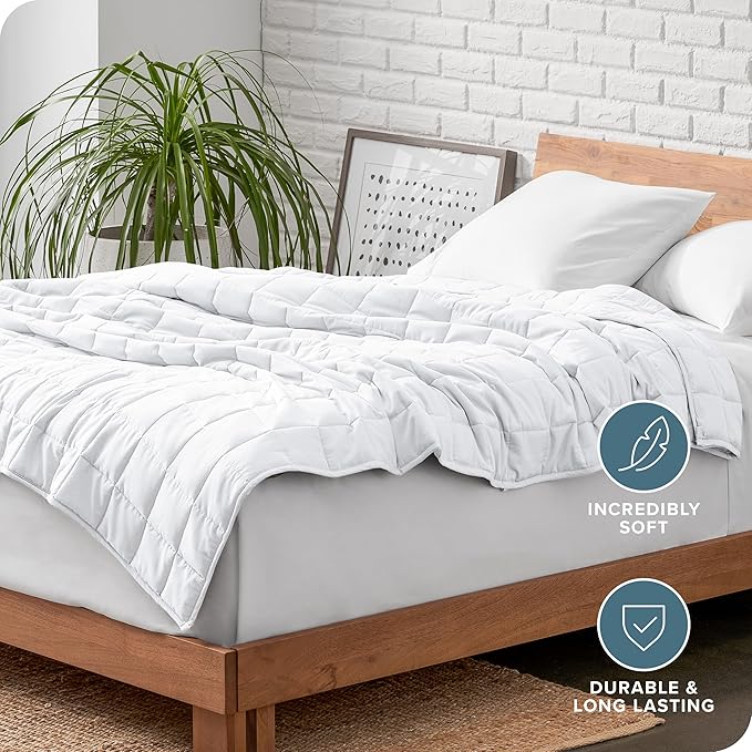 Bare Home Weighted Blanket Queen Size 22lb (60" x 80") for Adults - All-Natural 100% Cotton - Premium Heavy Blanket Nontoxic Glass Beads (White, 60"x80")
