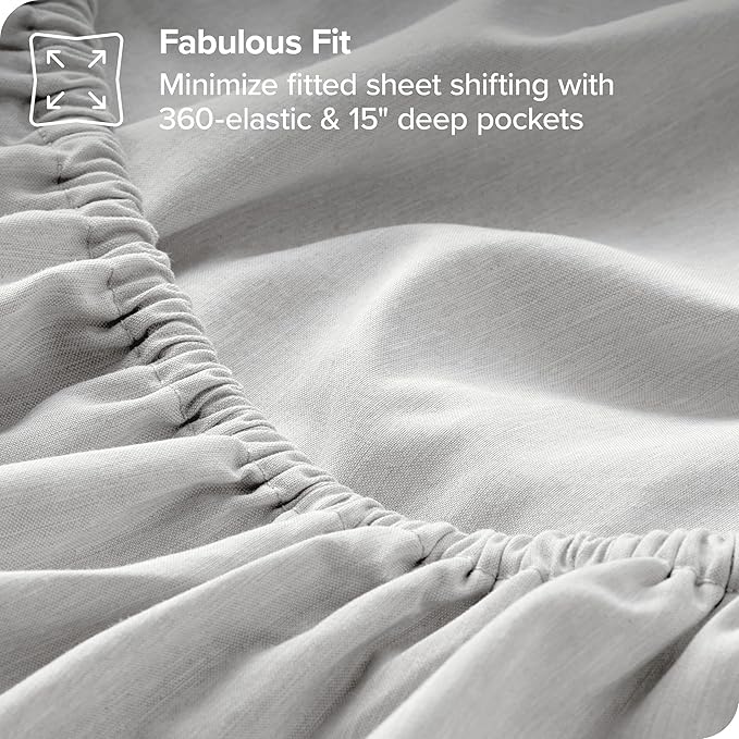 Bare Home Full Sheet Set - Luxury 1800 Ultra-Soft Microfiber Double Brushed - Deep Pockets - Easy Fit - 4 Piece Set - Bedding & Pillowcases (Full, Heathered Pewter)